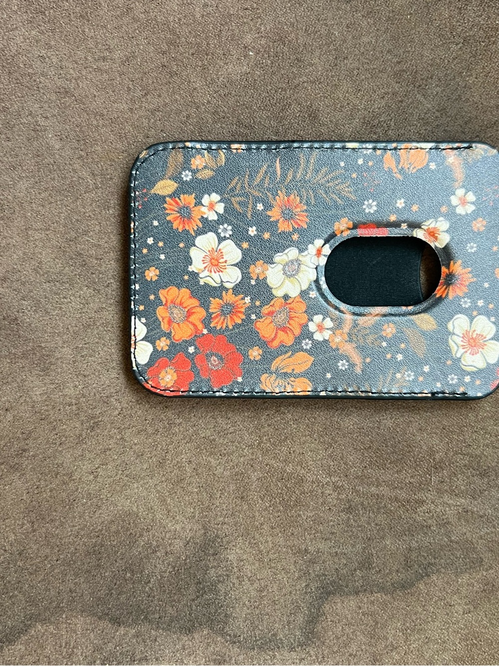 Floral Leather Sleeve Wallet Case - Orange Floral